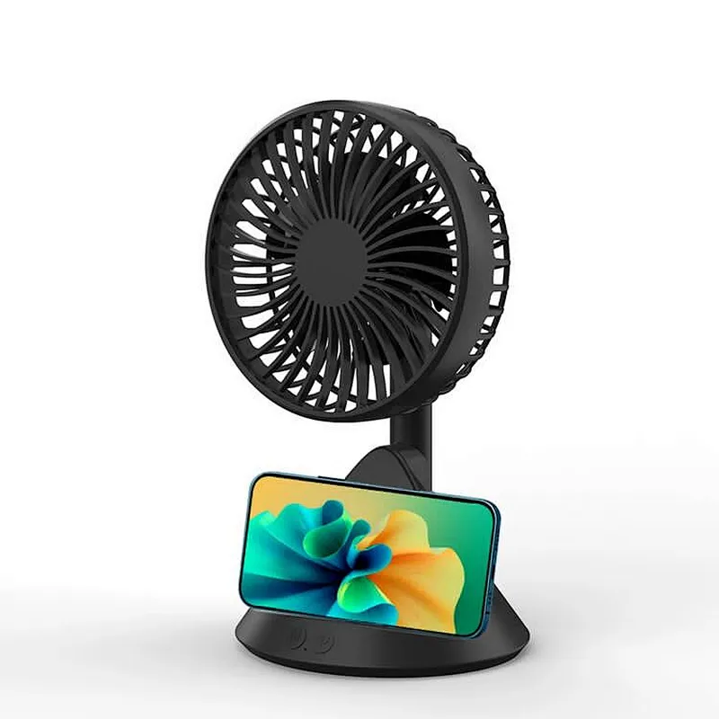 small size 10W wireless charger with desktop fan phone holder