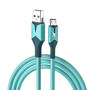 usb a -micro silicone injection cable blue