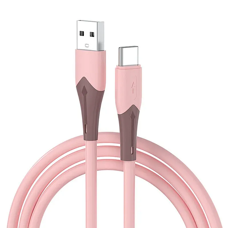 usb a-type c silicone pink cable