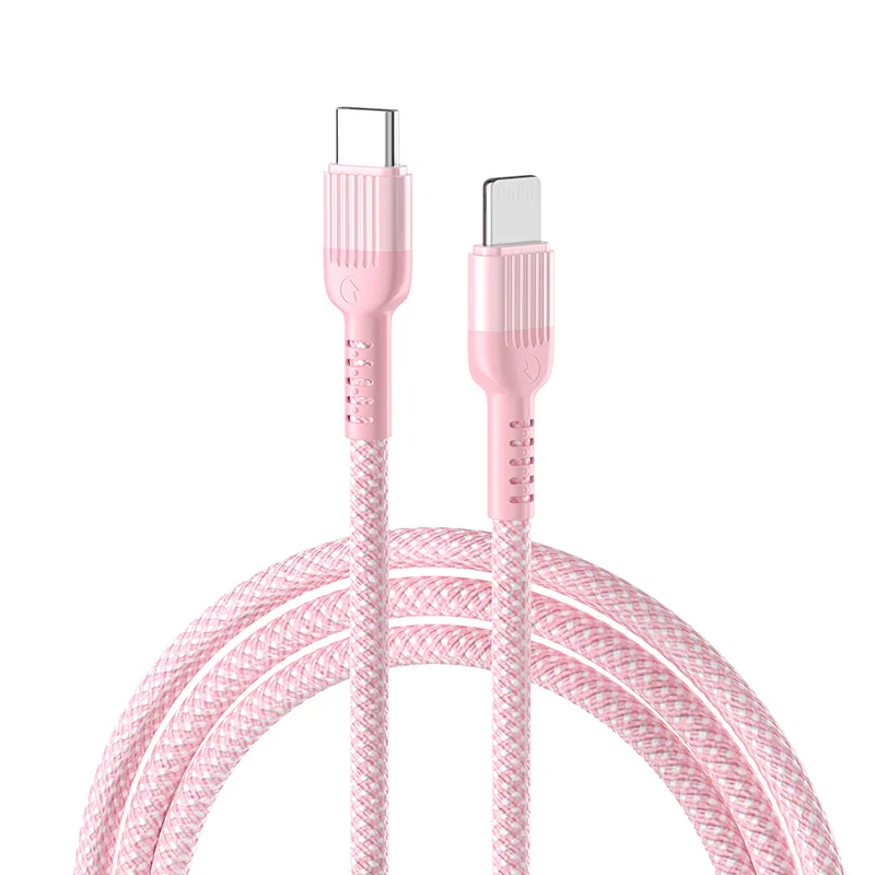 PD 20W braided macaron PVC  cable pink