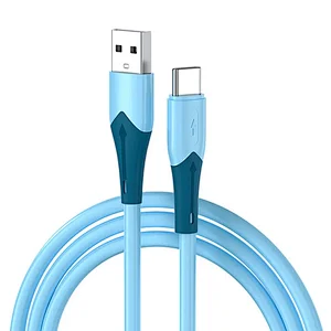 usb a -type c silicone cable blue