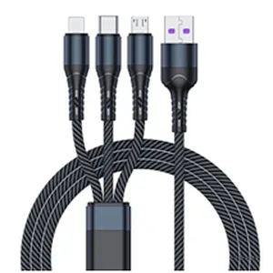 Cloth + aluminum shell +3A high current 3 in 1 cable black