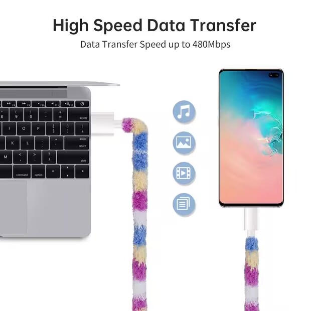 plush braided protection cable