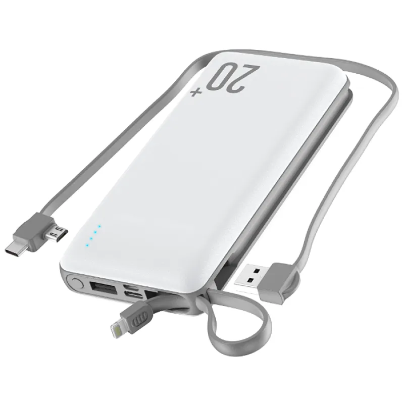 10000mAh 20000mAh power bank built-in 3 in 1 cables