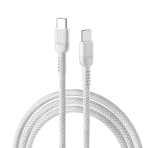 PD 20W braided macaron PVC  cable white