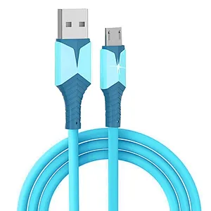 usb a -micro silicone cable blue