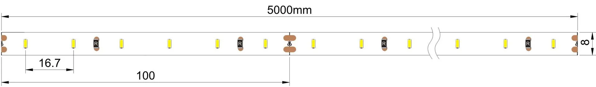 3014 led灯条 尺寸图