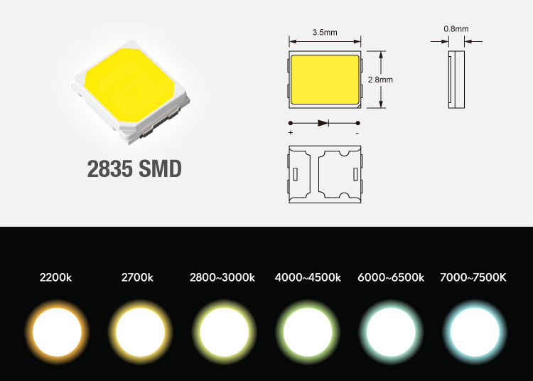 led chip dimension of 2835 s shape led strip light