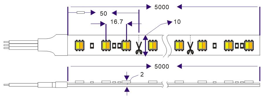 dimension of led strip dual color