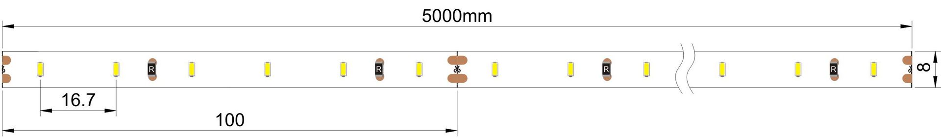 3014 led灯条 尺寸图