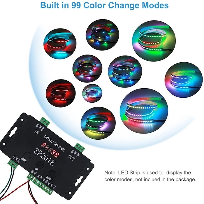 light effect of SP201E DMX to SPI Controller