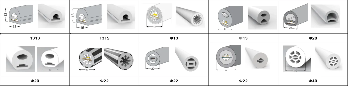 Round & half-round led neon flex