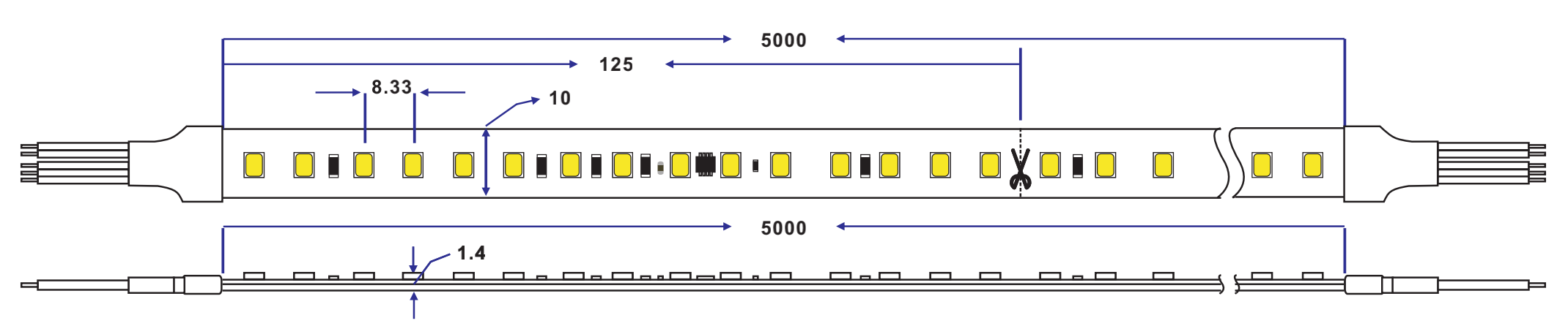 running chasing led strip light dimension