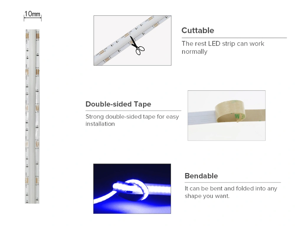 rgb cob led strip light tape