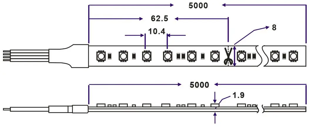 dimension of China 3838 led best rgb strip light