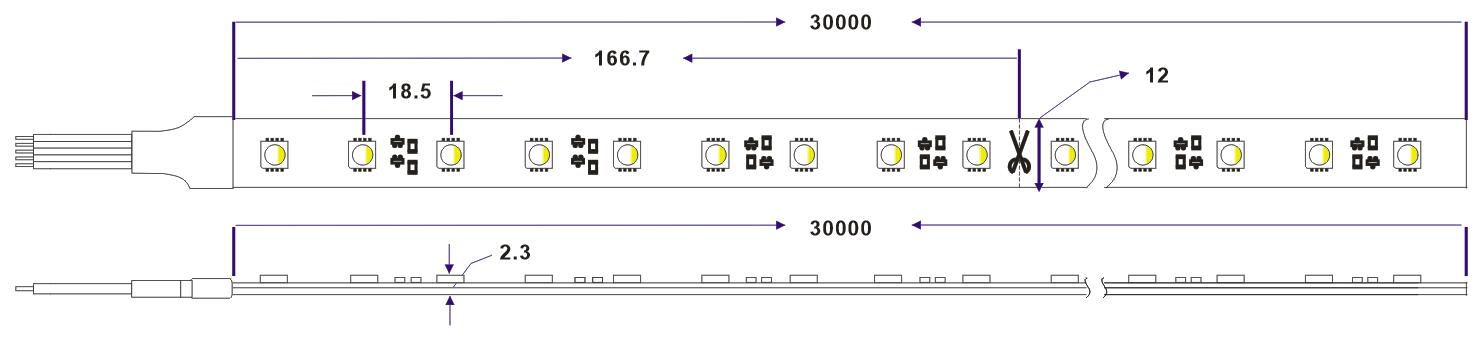 dimension of rgbw super long led strip
