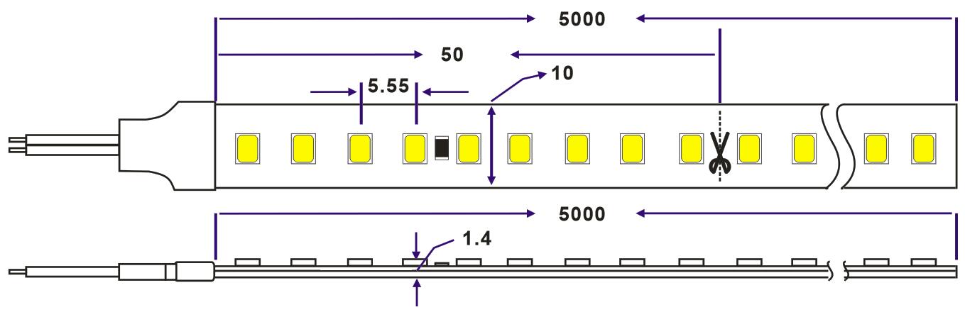 dimension of extra bright led strip lights