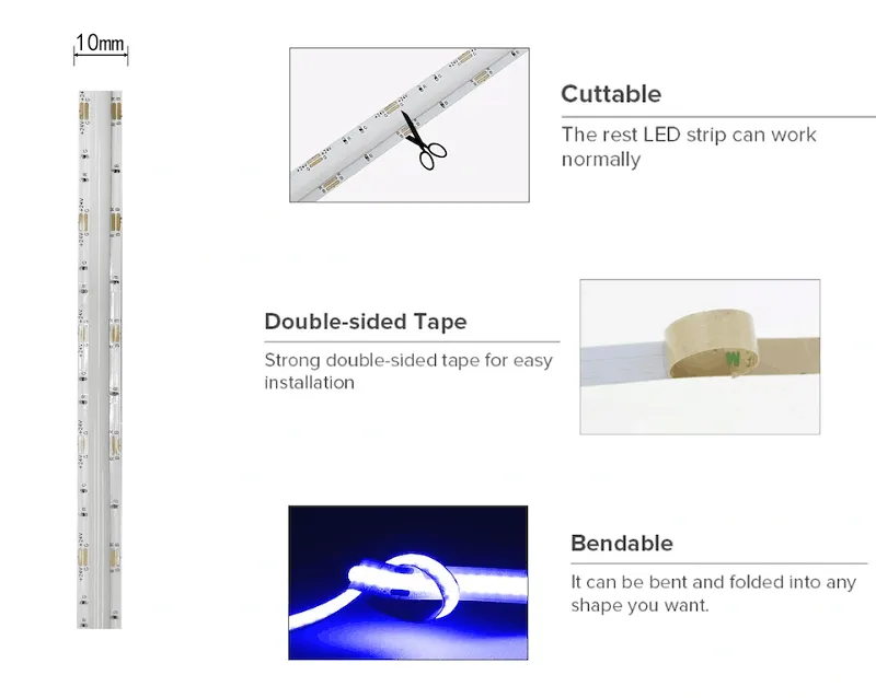 rgb cob led strip light tape