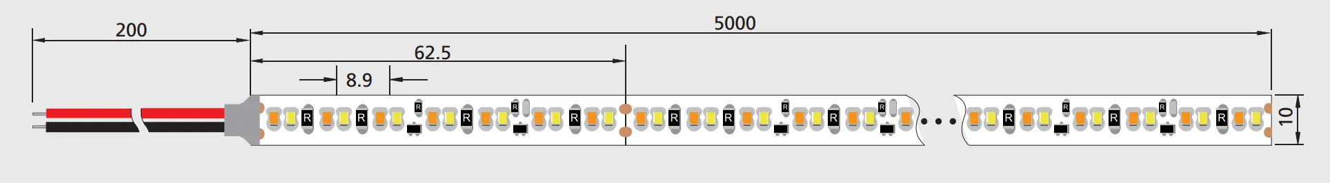 dimension of dim to warm led strip light