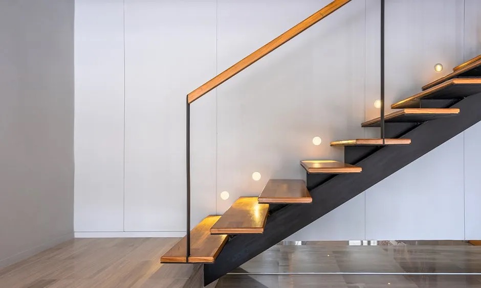 led strip light at stairs