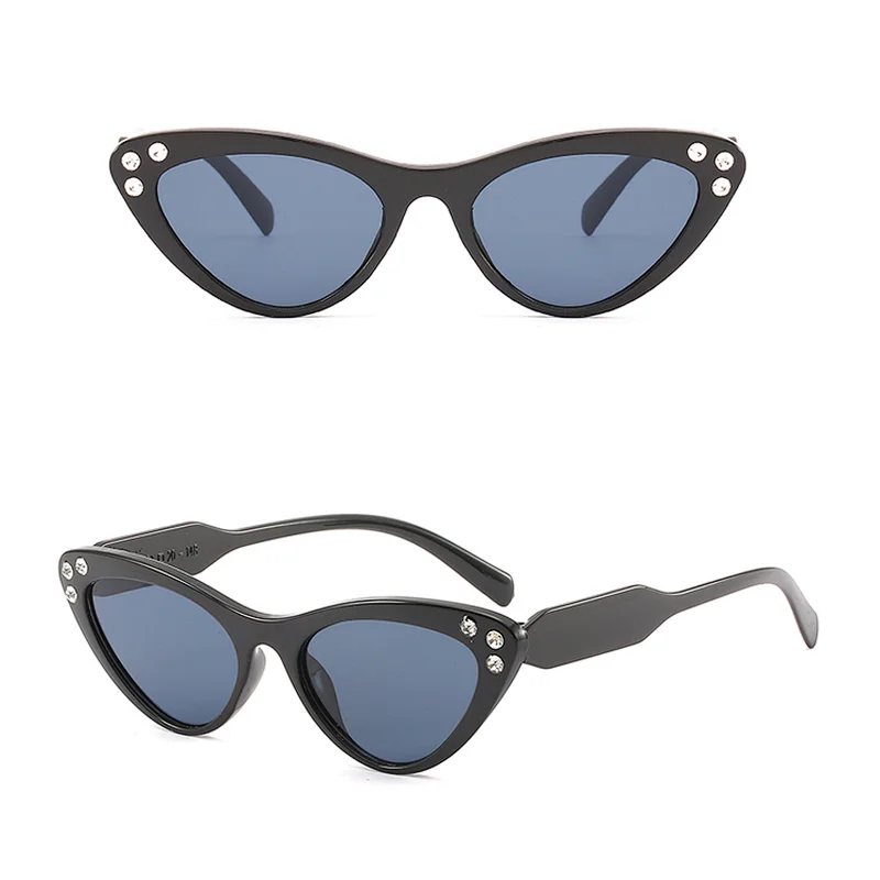 New Fashion Cheap Women Cat Eye Rhinestone Frames Mirror Sunglasses