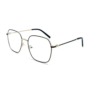 Wholesale Fashion Design Geometric Eyeglasses Optical Gold Metal Frames with Logo