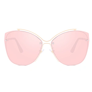Trendy Fashion Women Oversized Rimless Frames Bright Color UV400 Lens Sunglasses