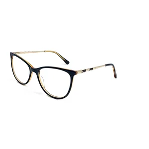 Wholesale Retro Brand Acetate Vintage Glasses Eyeglasses Optical Frame with Metal Part