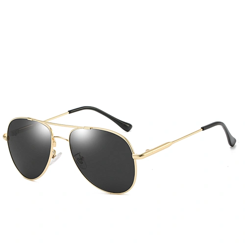 Ready Stock Luxury Black Color Metal Aviation Frames Double Bridge Man Sunglasses
