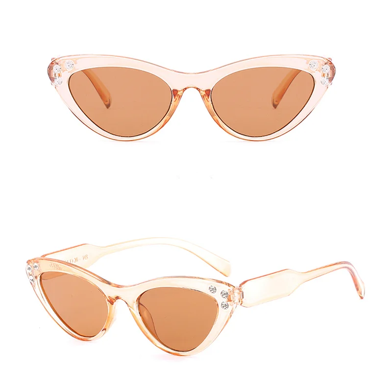 New Fashion Cheap Women Cat Eye Rhinestone Frames Mirror Sunglasses