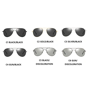 Ready Stock Luxury Black Color Metal Aviation Frames Double Bridge Man Sunglasses