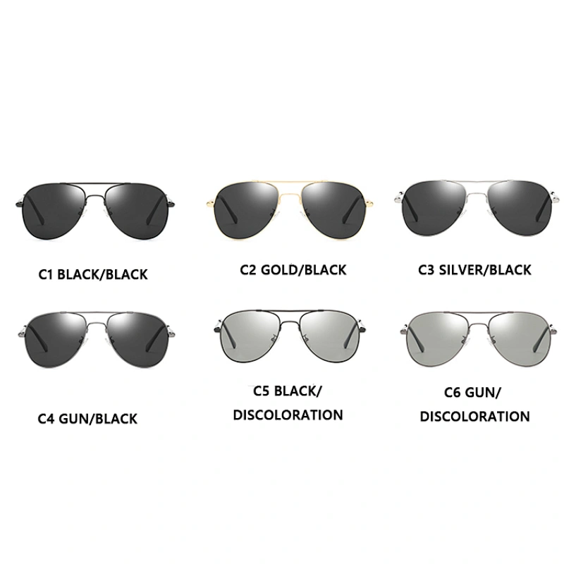 Ready Stock Luxury Black Color Metal Aviation Frames Double Bridge Man Sunglasses