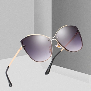 Trendy Fashion Women Oversized Rimless Frames Bright Color UV400 Lens Sunglasses