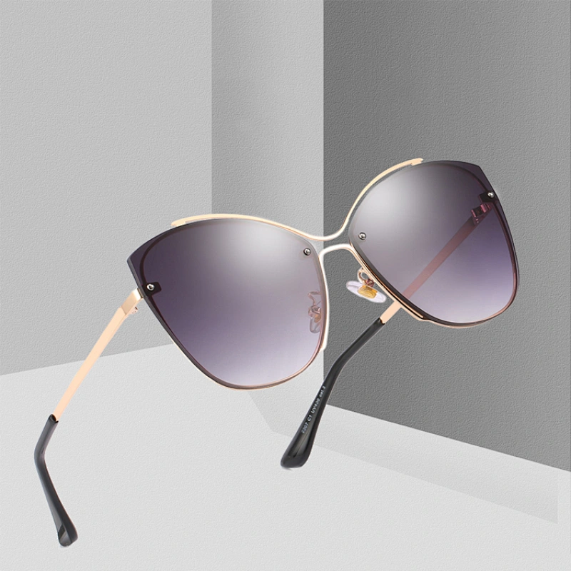 Trendy Fashion Women Oversized Rimless Frames Bright Color UV400 Lens Sunglasses