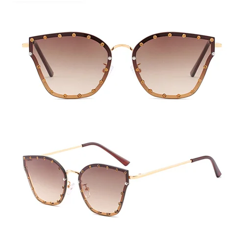 Trendy Luxury Crystal Diamond Frame Retro Sun Glasses Sunglasses