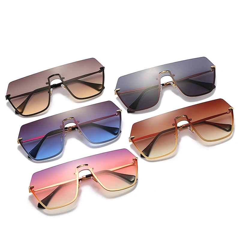 Stylish Fashion Womens Oversized Half Rimless PC One Piece Frames Sunglasses