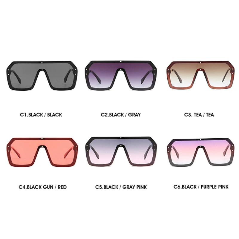 Fashion Custom Logo Unisex PC Square One Piece Frame Sun Glasses Sunglasses