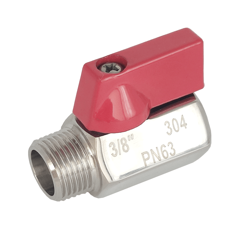 Stainless Steel MF Mini Ball Valve with Red Handle
