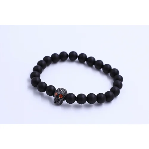 Gold Stainless Steel  Skull Head With Crystal Bracelet