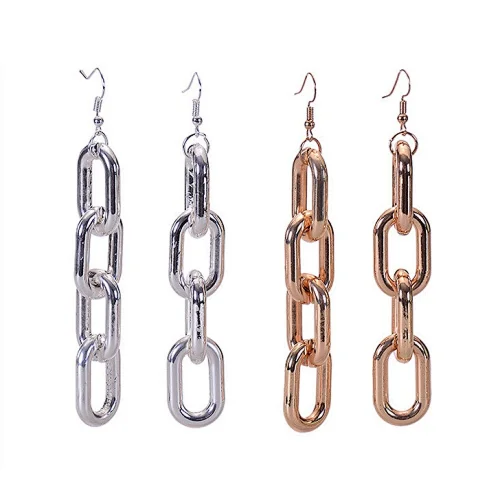 Symmetrical earrings circle chain earrings pendant temperament design feeling niche chain ear nail hollow out chain splicing ear