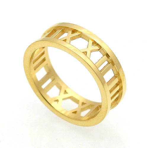 Gold Plated Stainless Steel Roman Numeral Ring Beautiful Roman Numerals