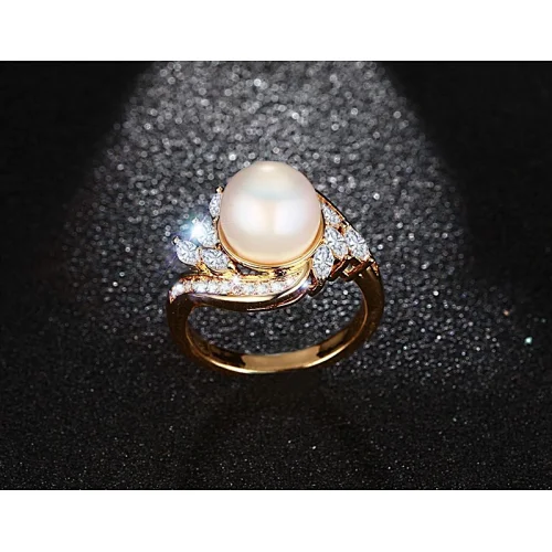 Pearl Engagement Finger Ring