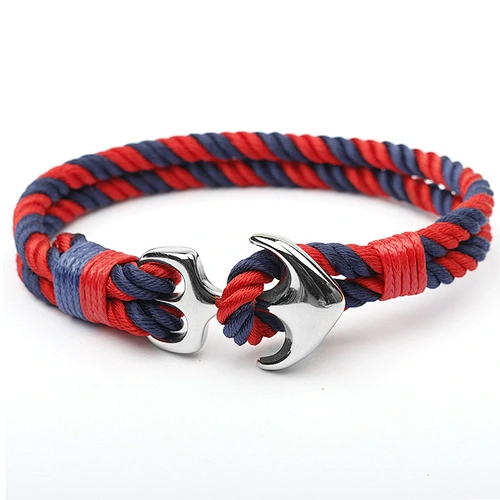 Newest Custom Design Jewelry Fashion Bracelet Mens Navy Nautical Rope Anchor Bracelet