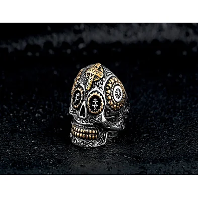 Hot Style kapala Ring Wholesale Carving Stainless Steel Skull Ring Man