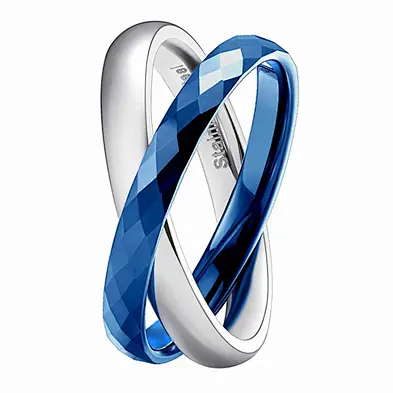 Two-Tone Interlocked High Polished Wedding Band 3MM Tungsten Carbide Stainless Steel Crossing Rings for Women