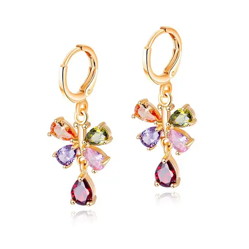 Fashionable custom 18k plated stud jewelry Cubic Zirconia luxury pendant earrings for women