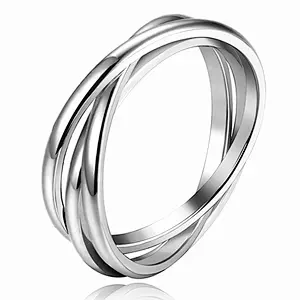 Women Rolling Thumb Ring Stackable Size 5-12 Stainless Steel Triple Interlocked Wedding Ring for Men