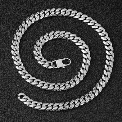 Male Europe and America Jewelry 10MM Stainless Steel Necklace Titanium Steel Pendant Cuban Chain Mens Bracelet Necklace