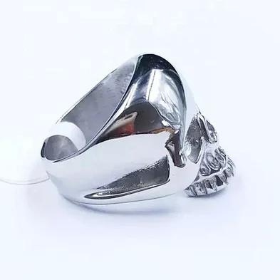 Wholesale custom size 316L stainless steel silver ring skull jewelry for men