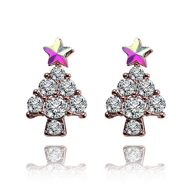 New design custom fashion gift jewelry stainless steel christmas tree earrings
